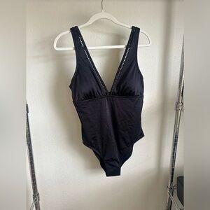 WONDERLY Black V-Neck One-Piece Swimsuit.